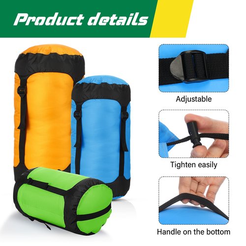 GliCraft 5 Pcs 5L/10L/15L/20L/35L Camping Sleeping Bag Compression Sacks for Backpacking Water Resistant Sleeping Bag Stuff Sack Space Saving Storage Sack for Hiking Gear(Classic Colors)