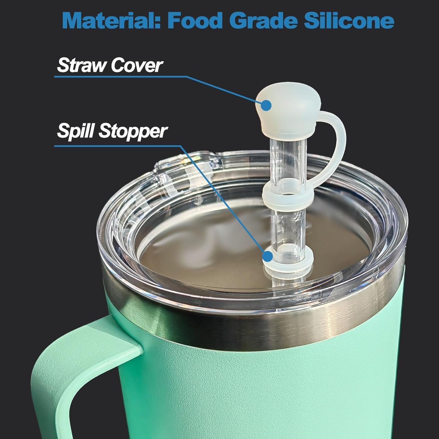 Skiennix Adjustable Straw Cover Caps - Universal Silicone Dust-Proof Topper for 6-10mm Straws | Fits Stanley, Yeti, Hydro Flask (6-Pack, BPA-Free)