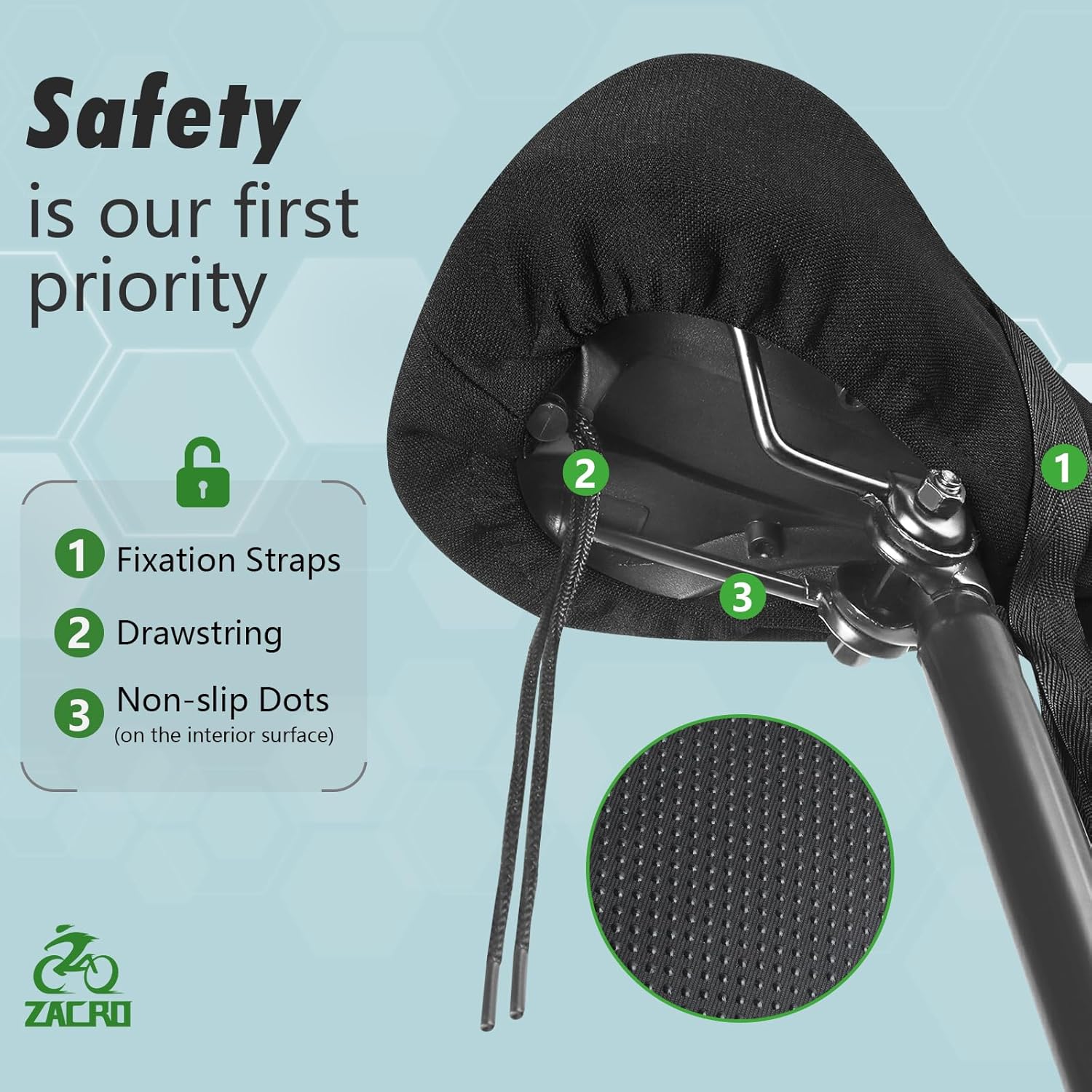 Zacro Bike Seat Cushion - Honeycomb Gel Cover for Ultimate Comfort | Fits Peloton & Mountain Bikes