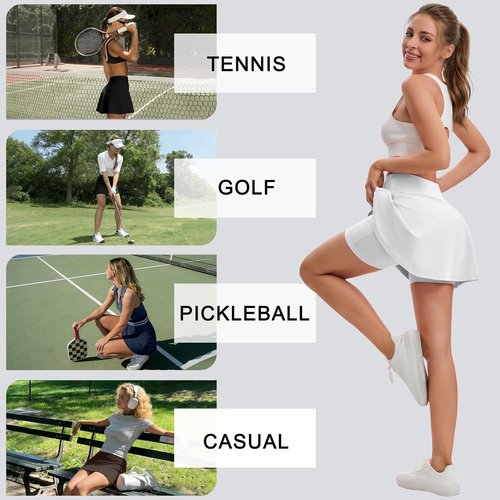 DLOODA Tennis Skorts for Women - High Waisted Athletic Skirt with Pockets | Perfect for Golf & Pickleball