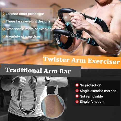 Twister arm Trainer, Adjustable Resistance (40-140 lbs) Chest Workout Equipment,Forearm Power Exercise bar , pectoralis spinalis Device, Portable Detachable Design