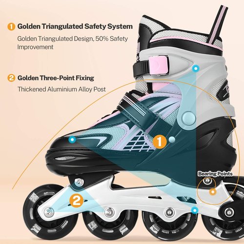 Gonex Inline Skates - Adjustable Outdoor Roller Skates for Kids & Teens with Light-Up Wheels