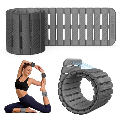 VOGOGE Magnetic Ankle Weights for Women Men Set of 2 (1 lb Each) Adjustable Wrist Weights for Pilates, Yoga, Workout and Daily Training, Graphite Gray & Silver Gray