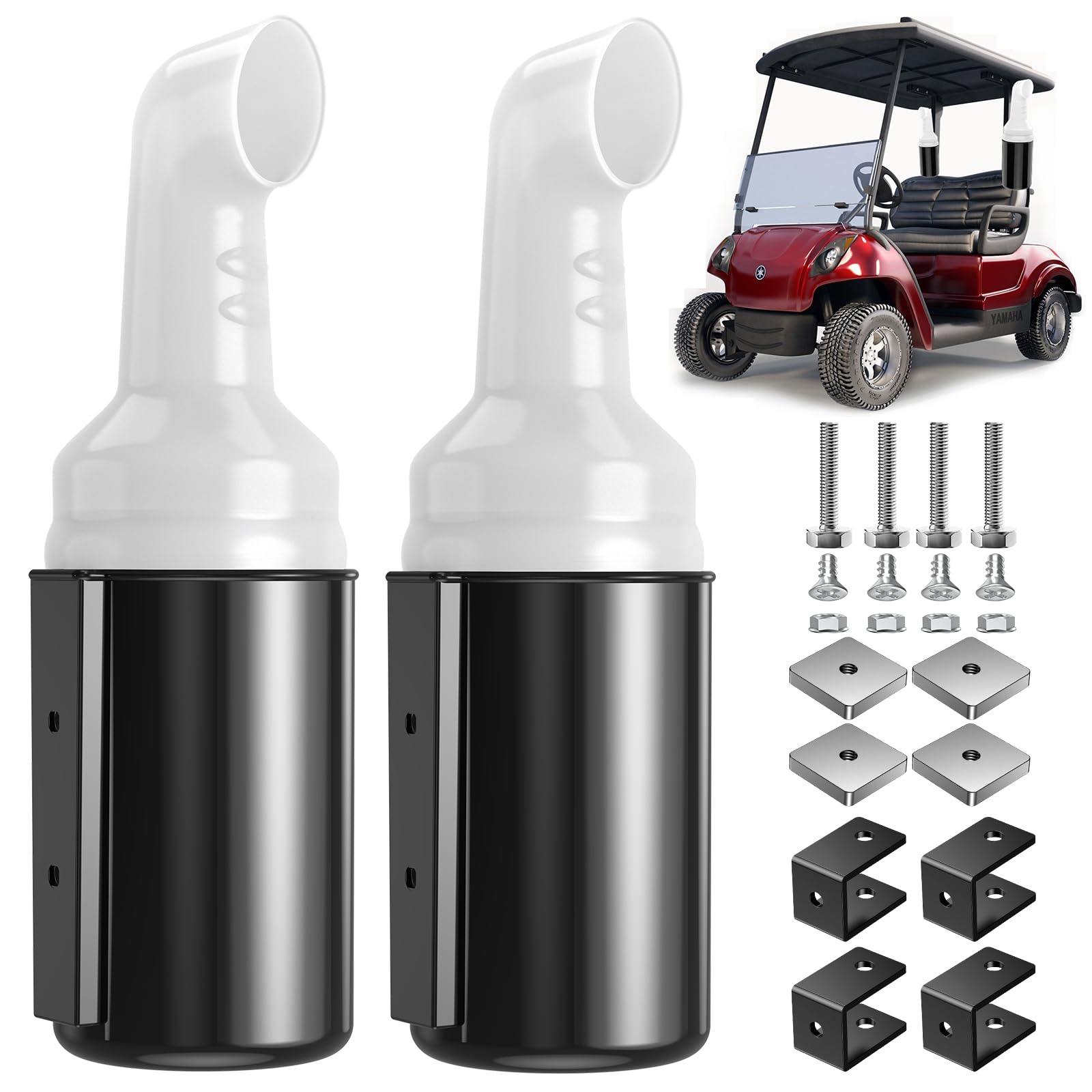 VYYOKMU Golf Cart Sand Bottle 2PCS, No Drilling Universal Golf Sand Divot Filler Container Pots with 1" Square Tube Bracket Fit Club Car, EZGO, YAMAHA Models,Seed Bottle 35 Ounce Large Capacity