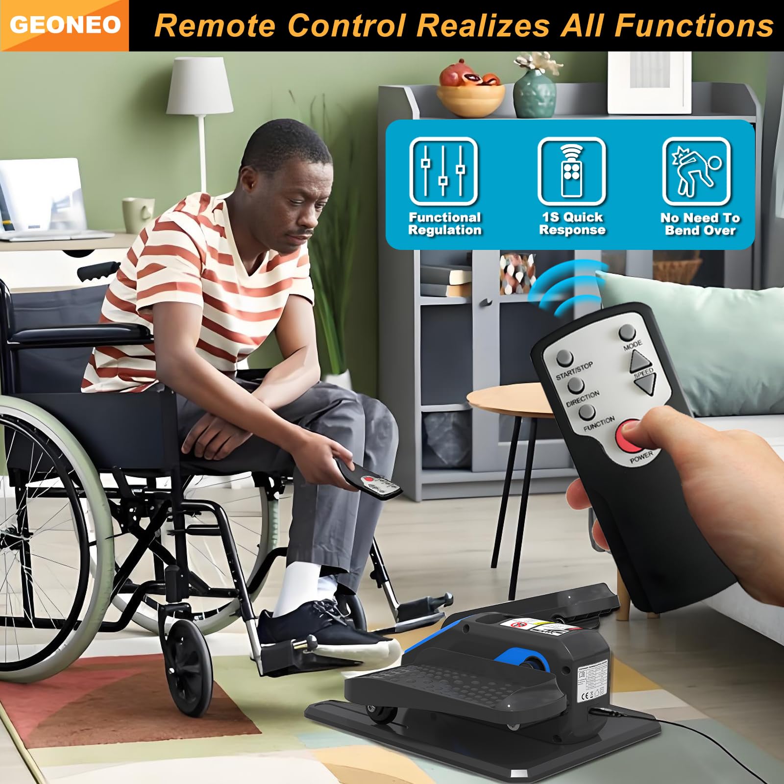 Under Desk Elliptical Machine, Electric Elliptical Exerciser for Senior, Quiet and Small Electric Seated Pedal Exerciser for Home with Remote Control and 12 Adjustable Speeds