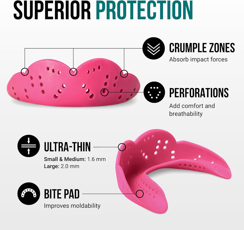 SISU Aero Large Mouthguard - Hot Pink | 30% Stronger Protection for Lacrosse, Football & More - Remoldable Up to 20 Times