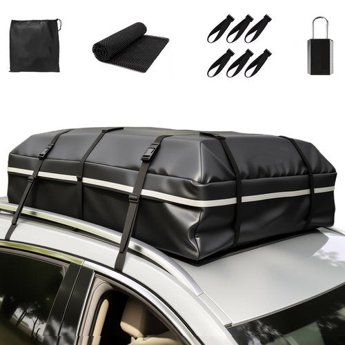 MITNOTY Car Roof Bag, 20 Cubic Feet Rooftop Cargo Carrier, 600D Waterproof Car Top Luggage Storage Bag for All Vehicles SUV with/Without Rack, Include Anti-Slip Mat, 8 Reinforced Straps, 6 Door Hooks
