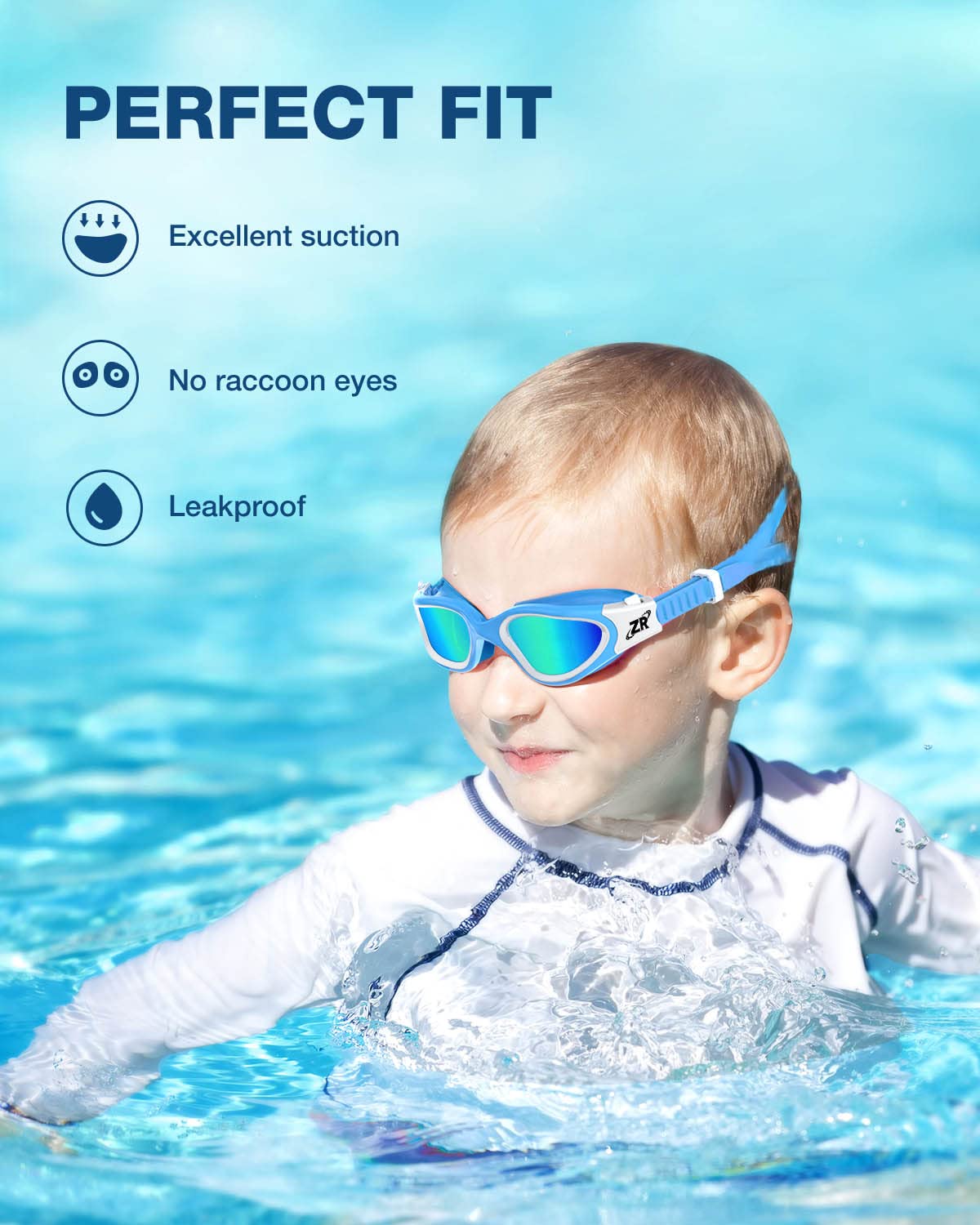 ZIONOR Kids Swim Goggles, G1 MINI UV Protection Anti-Fog Polarized Swimming Goggles for Age 6-14