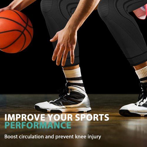 Ruilaibao 2 Pack Full Leg Compression Sleeves, Long Knee Brace Support for ACL,PCL, Meniscus Tear, Arthritis, Tendinitis,Men And Women (Black, Large)