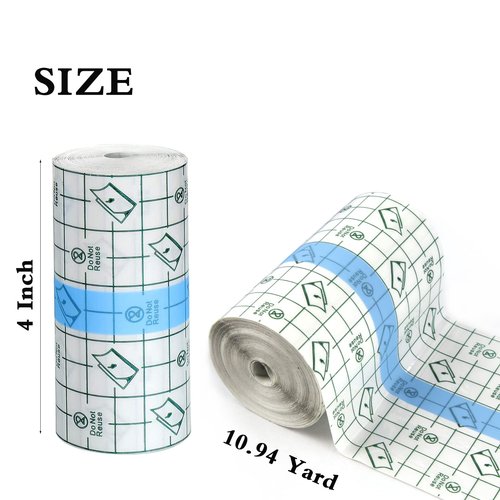 Tattoo Aftercare Waterproof Bandages, 4 Inch x 10.94 Yard- Transparent Stretch Adhesive Shield Bandage, Tattoo Supply Wrap Second Skin Clear Dressing Film for Swimming Showering
