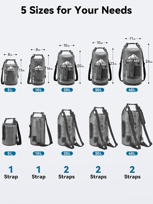 HEETA Waterproof Dry Bag - Lightweight Roll Top Storage for Travel, Swimming & Kayaking | 5L/10L/20L/30L/40L