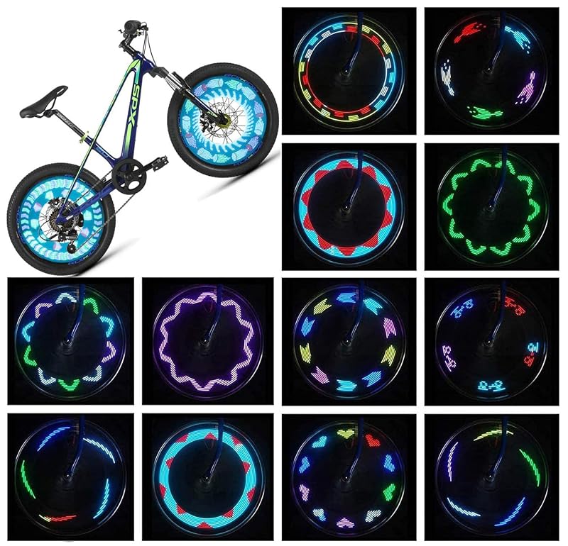 Waterproof LED Bike Wheel Lights (2 Pack) 25 Pattern Spoke Lights for Night Riding