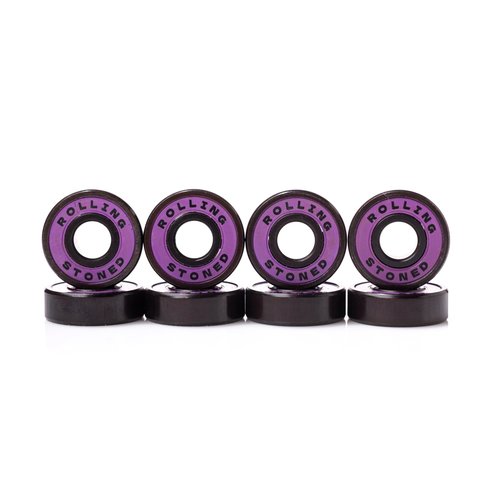Rolling Stoned Skateboard Bearings Set - ABEC 9 Sealed Bearings for Skateboards, Longboards, Scooters and Roller Skates Stainless Steel 608 Bearings (8 Pack, Purple) (AAAA Quads)