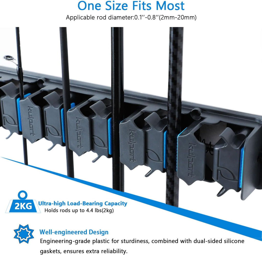 Skiennix Fishing Rod Holder - Wall-Mounted Vertical Rack for Up to 18 Rods | Ideal for Garage Organization