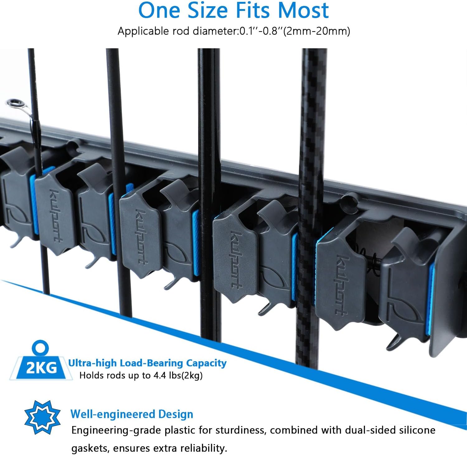 Skiennix Fishing Rod Holder - Wall-Mounted Vertical Rack for Up to 18 Rods | Ideal for Garage Organization