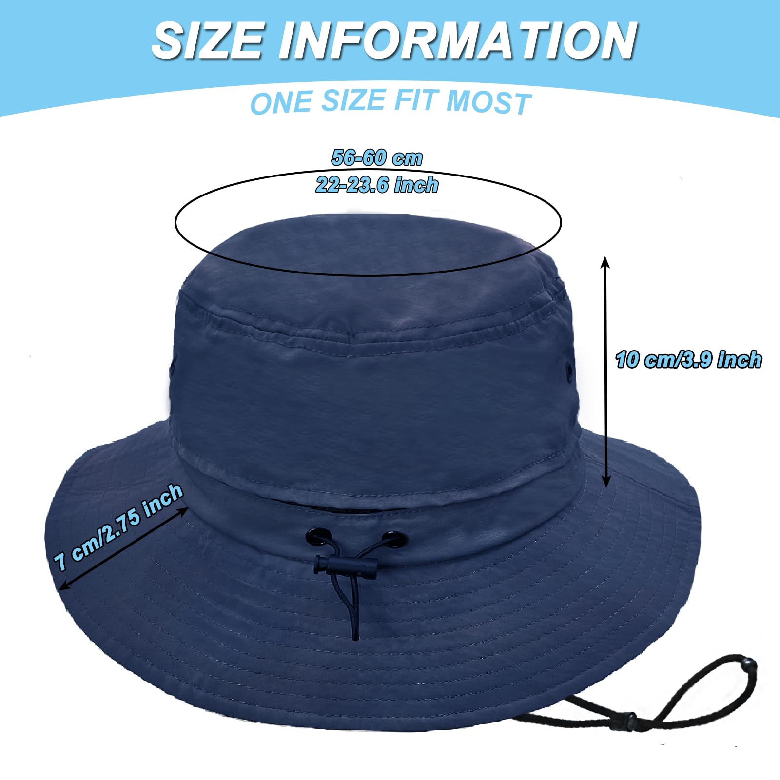 lifwimner Bucket Hats for Women Men Packable Sun Hat Quick Dry Mesh Breathable UV Protection Boonie for Fishing Hiking Beach Safari(Navy)