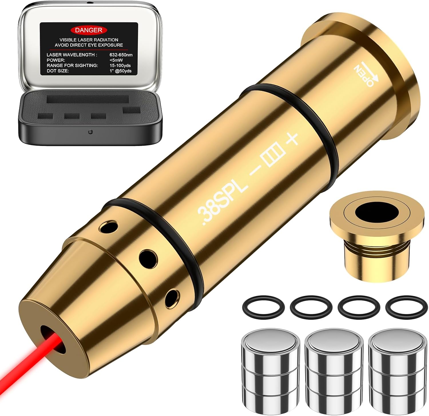 38SPL/.357Mag Laser Training Cartridge - Enhance Dry Fire Practice with 3 Sets of Batteries
