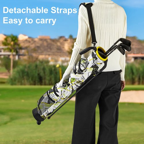 Lightweight Golf Stand Bag with 2-Way Dividers, Junior Easy-to-Carry Par 3 Golf Bag, Pitch n Putt Golf Bag with Multiple Pockets for Accessories