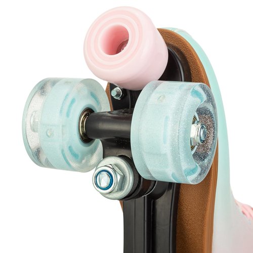 Buric Roller Skates for Girl and Women, PU Leather Kids Roller Skates Light Up, Fantasy High-top Adjustable Four Wheel Beginner Roller Skates Girls Ages 8-12 for Indoor Outdoor (Green Pink 32)