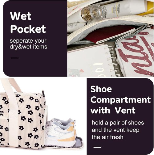 BLUBOON Duffle Bag - Cute Gym Bag for Girls with Shoe Compartment & Waterproof Design | Ideal for Travel