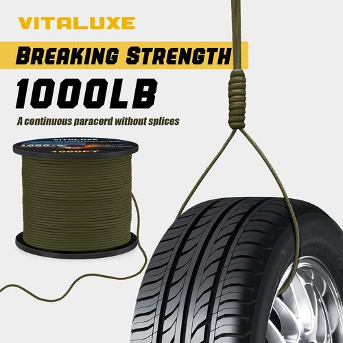 1000lb Paracord Rope - Heavy Duty 4mm Triple Strands Tactical Parachute Cord for Survival Gear & Camping