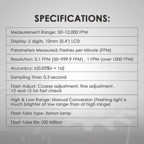 Accurate Digital Handheld Stroboscope - Wide Measurement Range 50-12,000 FPM for Equipment Maintenance