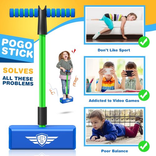 CUUGO Let's Go! Pogo Stick - Foam Jumping Toy for Kids Aged 3-12 | Fun Indoor & Outdoor Activity