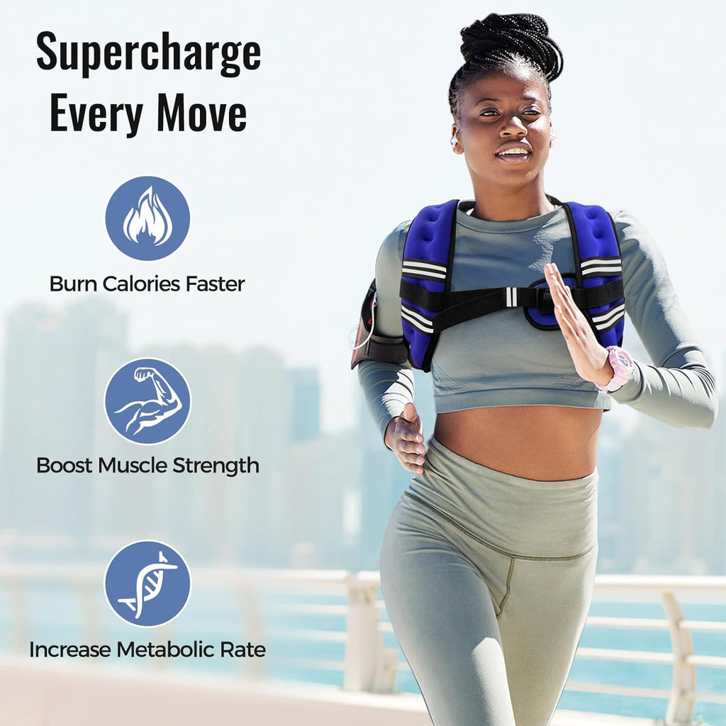 Skiennix Weighted Vest - Adjustable & Comfortable Rucking Vest with Reflective Stripe for Walking, Running & Strength Training