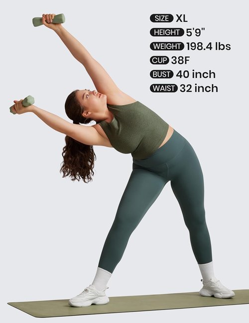 CRZ YOGA Seamless Ribbed High Neck Crop Tank Tops - Longline Racerback Padded Sports Bra for Women