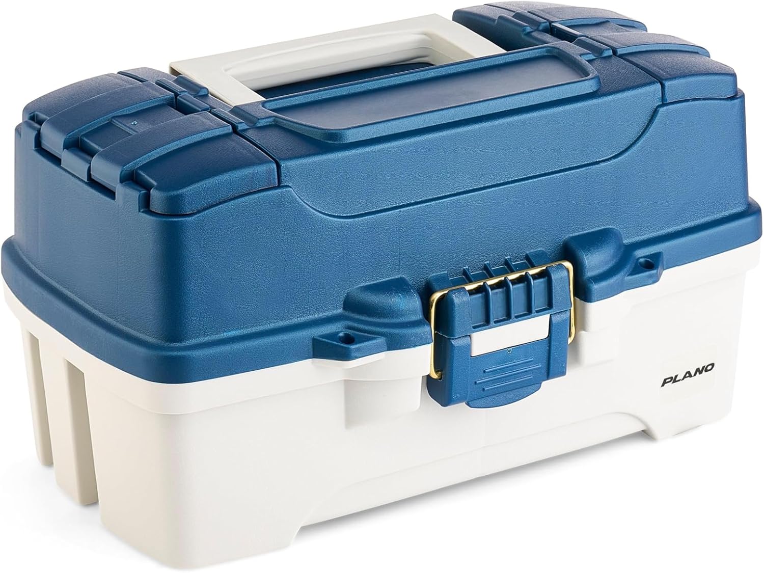 Plano Tackle Box - Three-Tray Design with Rust-Proof Brass Latch | Portable Blue/White Fishing Organizer