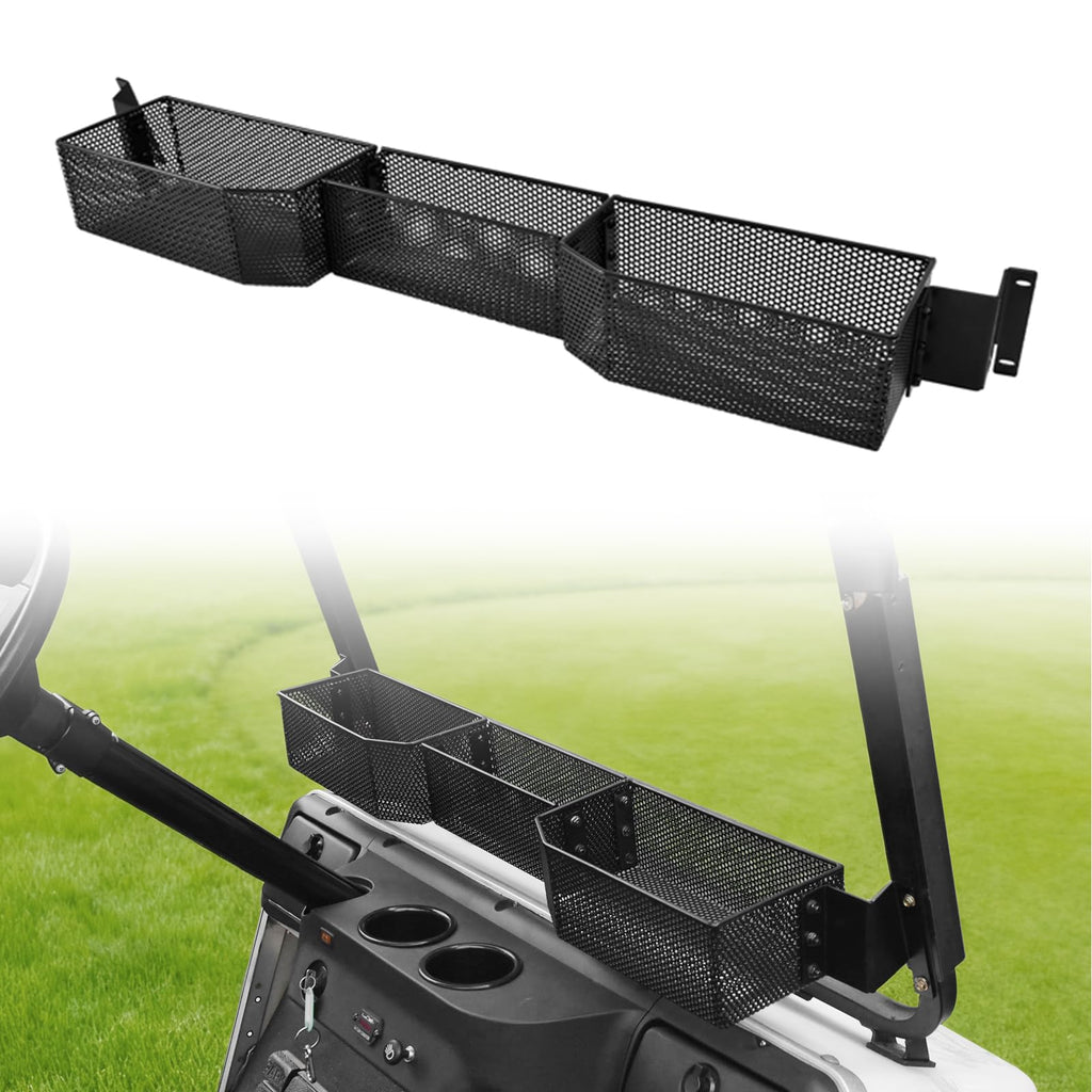 XUTVOTOR Inner Front Storage Basket Compatible with E-Z-GO RXV 2008+ Accessories, Black Mesh Combined Front Inner Dash Storage Tray Storage Shelf for EZGO RXV 2008+