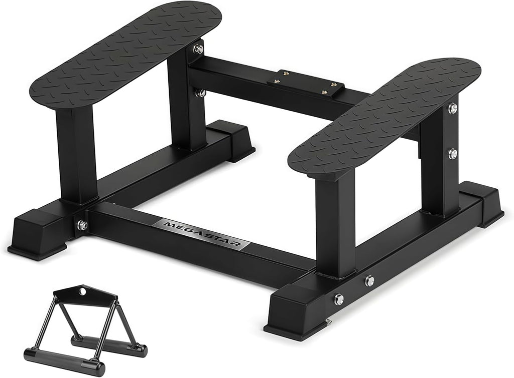 Skiennix T Bar Row Platform - Elevated Angled Rowing Station with Diamond-Plated Footplates & Non-Slip Rubber Feet for Heavy-Duty Home Gym Back Training