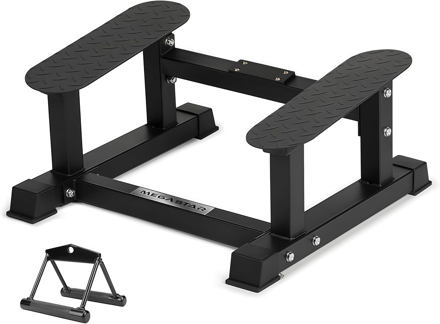 Skiennix T Bar Row Platform - Elevated Angled Rowing Station with Diamond-Plated Footplates & Non-Slip Rubber Feet for Heavy-Duty Home Gym Back Training