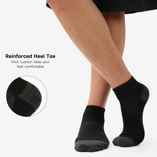 BAMBOO COOL Men's Athletic Ankle Socks - Cushioned, Moisture-Wicking, Arch Support | 6 Pack