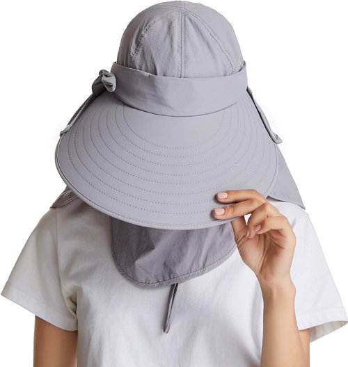 Icolor Sun Hats for Women - UPF 50+ Fishing Hat with Detachable Face Mask & Wide Brim | UV Protection