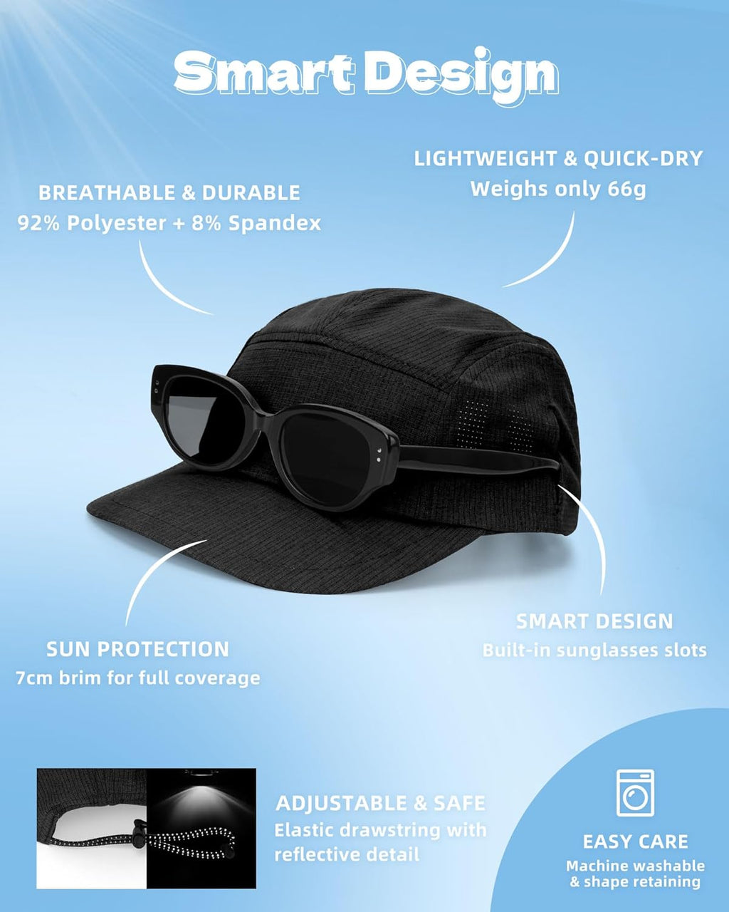Skiennix Performance Hat - Lightweight Breathable Mesh Running Cap for Golf, Cycling & Tennis