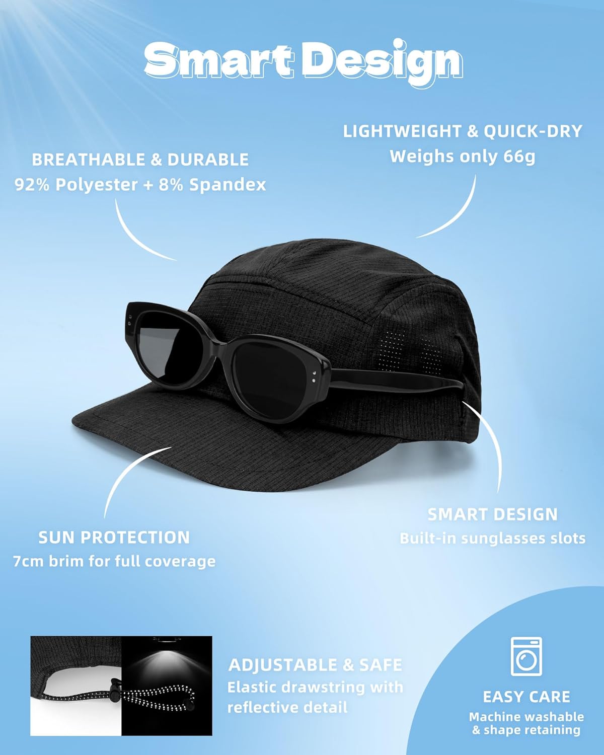 Skiennix Performance Hat - Lightweight Breathable Mesh Running Cap for Golf, Cycling & Tennis