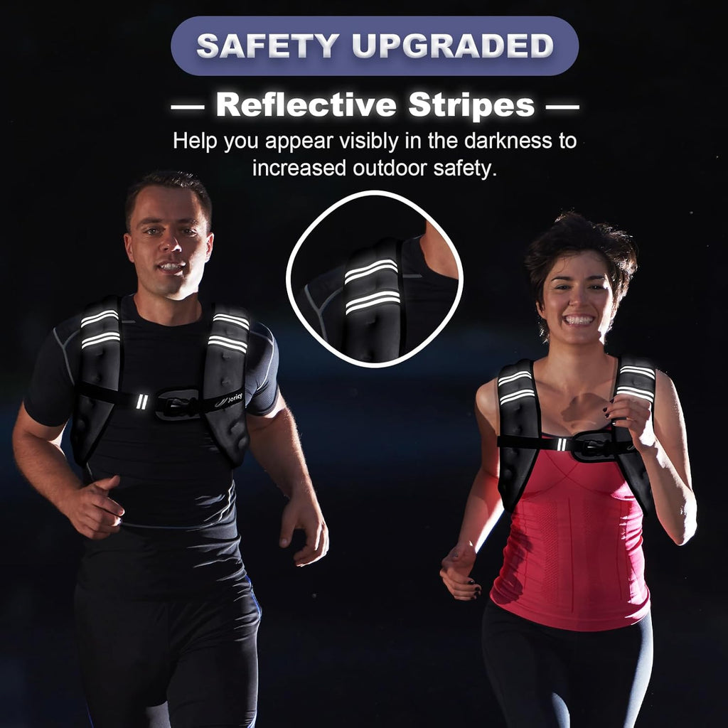Skiennix Weighted Vest - Adjustable 5lb to 30lb for Enhanced Strength Training & Weight Loss | Reflective Stripes for Safety