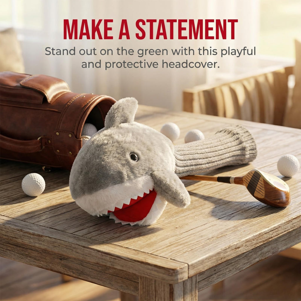 Yosoo Golf Club Cover Shark Animal Golf Club Cover, Plush Cloth Golf Headcover for Brand 3 and 5 Wood Driver, Wear Resistance Cute Shark Head Golf Club Cover 14.6 * 7.1 * 4.3in