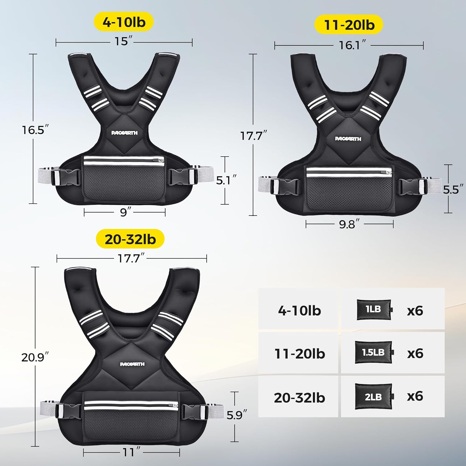 PACEARTH Adjustable Weight Vest - X-Shape Design for Home Workouts | 4-32lbs with Zipper Pouch, Available in Pink, Gray, Black