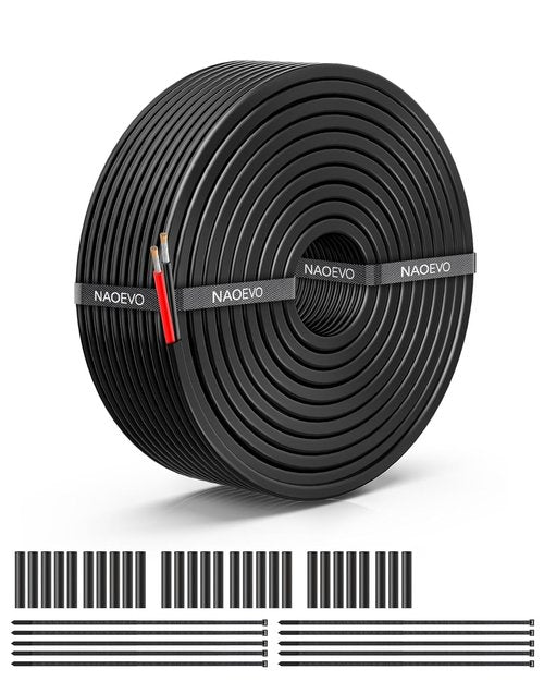 NAOEVO 10 AWG Stranded Electrical Wire - Flexible 12V Tinned Copper Cable | 30FT Length for Automotive & Marine Use