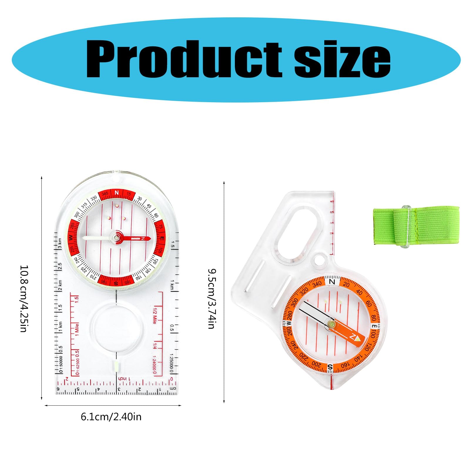 QIEIEI Multifunction Compasses Ruler Map Reading Backpacking Camping Orienteering Thumb Compasses Survival Navigation Compasses