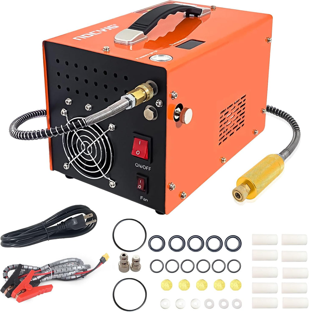 PCP Air Compressor - 4500 PSI Oil-Free Air Pump for Rifles & Paintball Tanks | 12V DC & 110V AC