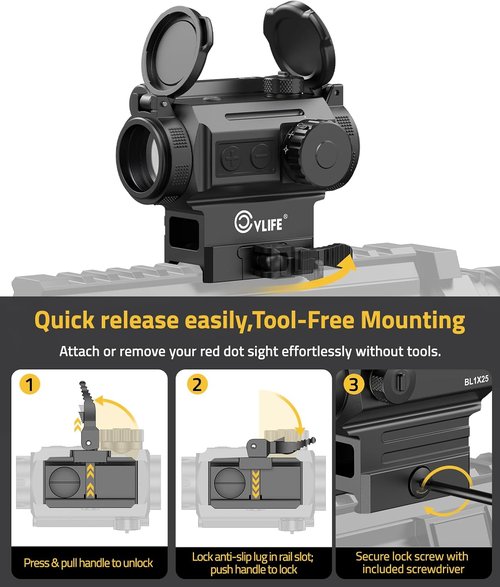 CVLIFE Red/Green Dot Sight - Auto-Brightness Multi-Reticle Scope with Quick Detach | 6 MOA Dot & 43 MOA Circle, IPX7 Waterproof