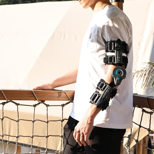 Komzer Hinged Elbow Brace,Adjustable Post OP ROM Elbow Brace with Sling Stabilizer Splint Arm Injury Recovery Support After Surgery (Left)