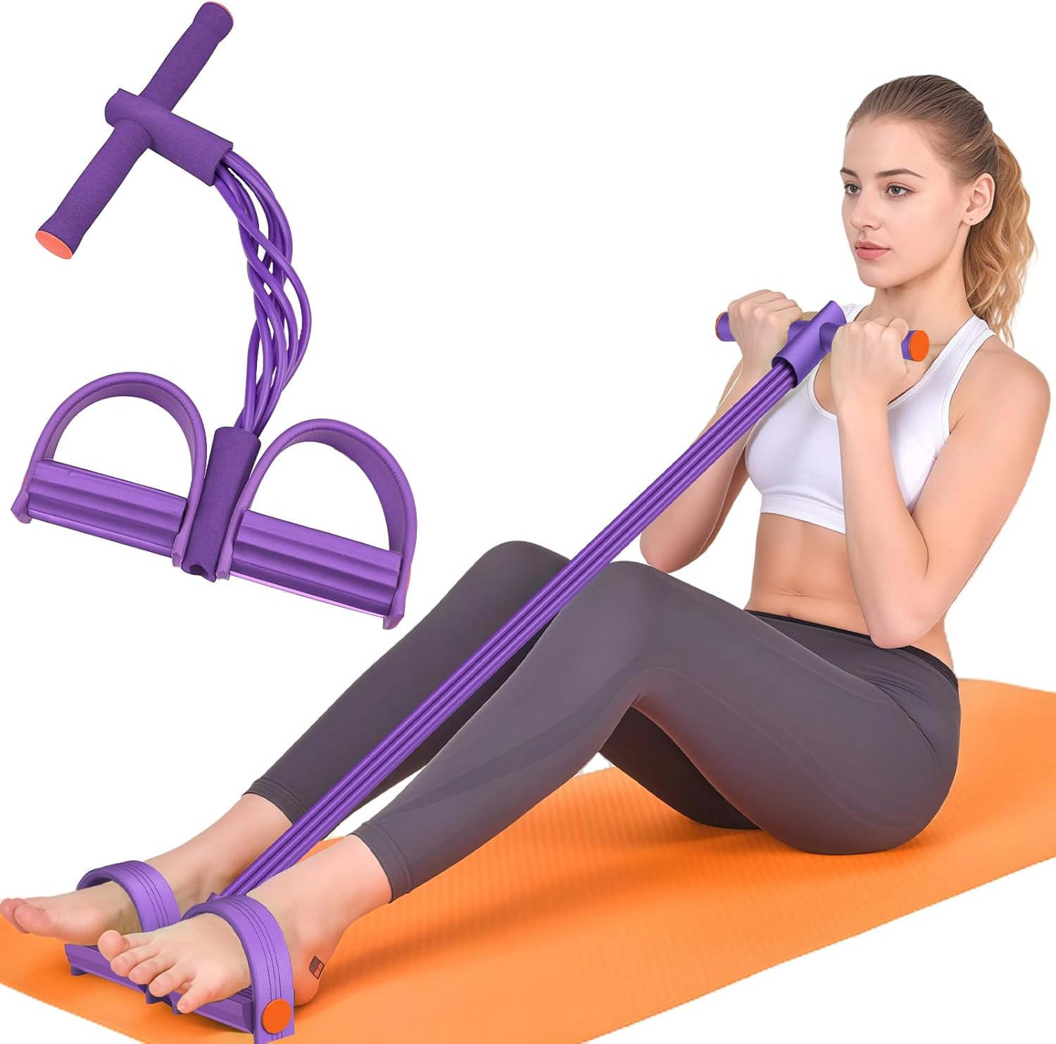Skiennix Resistance Bands - 6-Tube Elastic Foot Pedal for Multifunctional Fitness Training | Natural Rubber