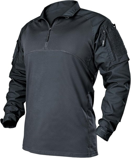 IDOGEAR Men's Tactical Military Shirt - 1/4 Zip Camo Combat BDU with Pockets for Outdoor Activities