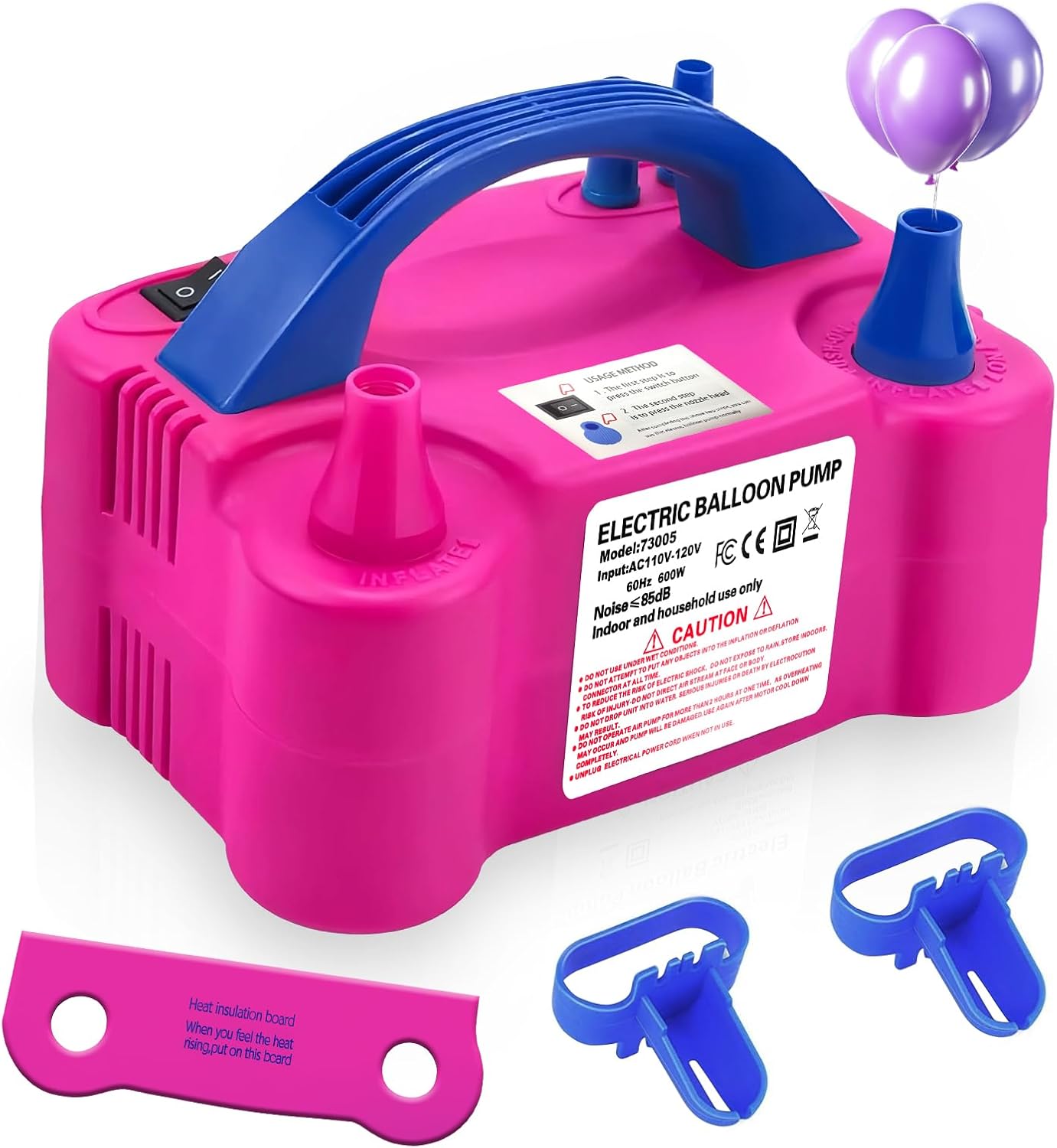 Skiennix Electric Balloon Pump - 110V 600W Portable Dual Nozzles for Party Decorations | Includes Tying Tool
