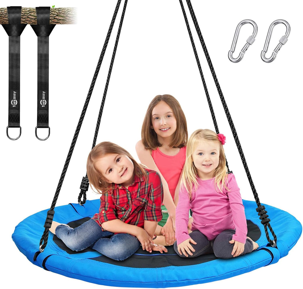 Trekassy 40-Inch Saucer Tree Swing - 700lb Capacity, Waterproof 900D Oxford, Steel Frame, Blue