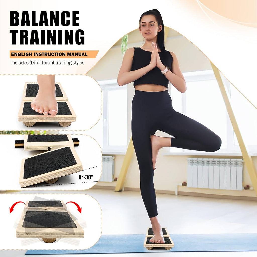 Skiennix Ankle Strengthener | Non-Slip Wood Balance Board for Injury Recovery & Training
